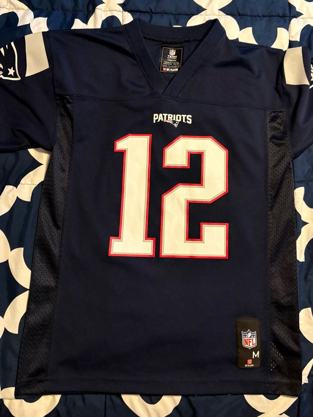 New England Patriots Kids Navy #12 Football Jersey Tom Brady size medium